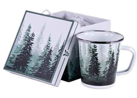 Forest Glen 16 oz Ceramic Coffee Mug with Lid - Insulated Travel Mug for Hot & Cold Drinks - Perfect for Office, Camping, Commuting - Comes with Elegant Gift Box