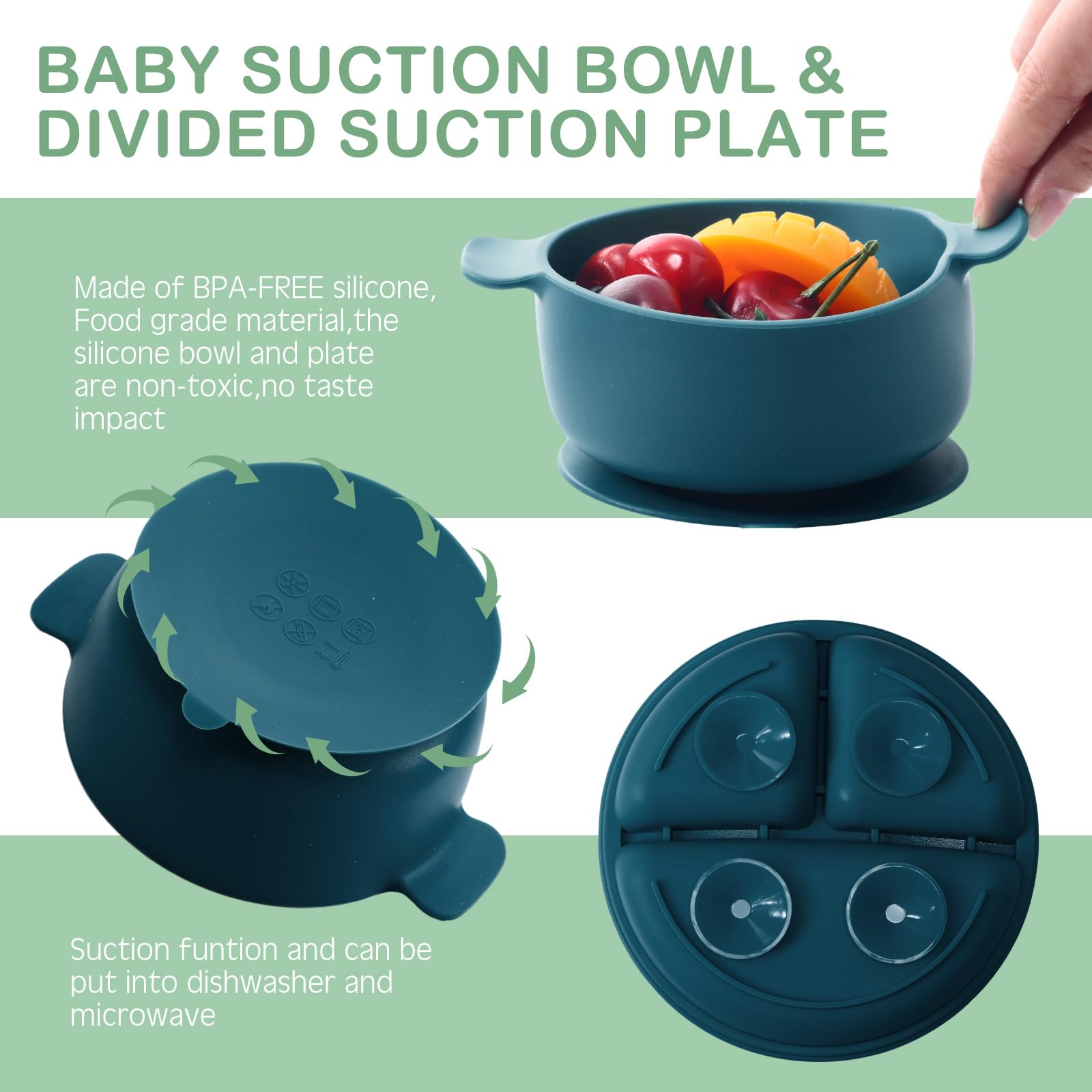 Dandat 24-Piece Silicone Baby Feeding Set - 6 Suction Bowls, 6 Divided Plates, 6 Forks & 6 Spoons - BPA-Free Toddler Utensils for Weaning & Self-Feeding - Vivid Colors (Perfect for Home, Travel & Daycare Use)