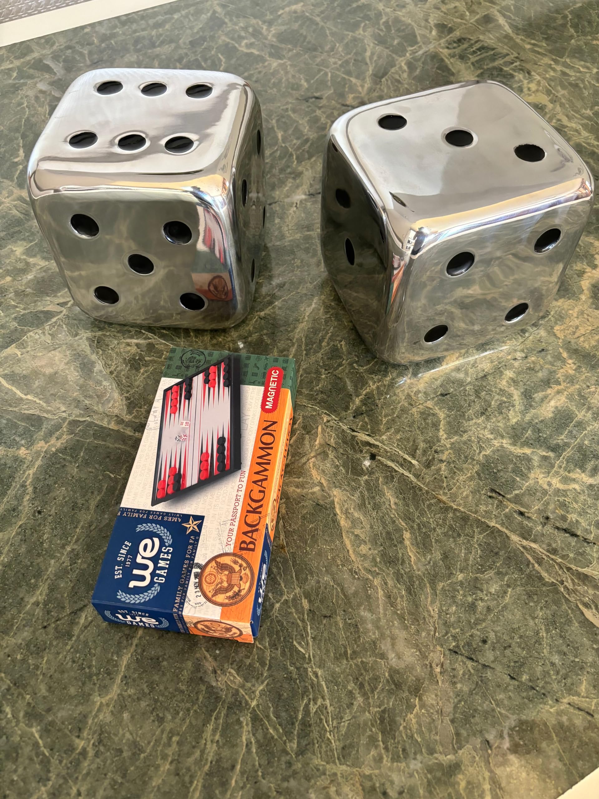 Modern Day Accents 4104 Decorative Dice Set - Silver with Black Dots (6