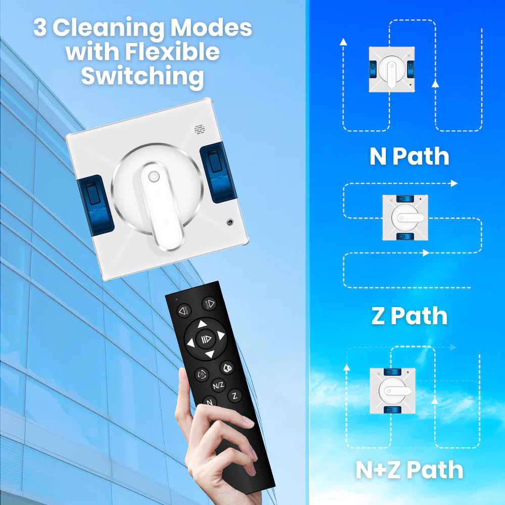 Smart Window Cleaning Robot with Dual Water Spray & Strong Suction - Auto Glass Cleaner for Home & Office - Perfect for High-Rise Windows & Hard-to-Reach Glass Surfaces