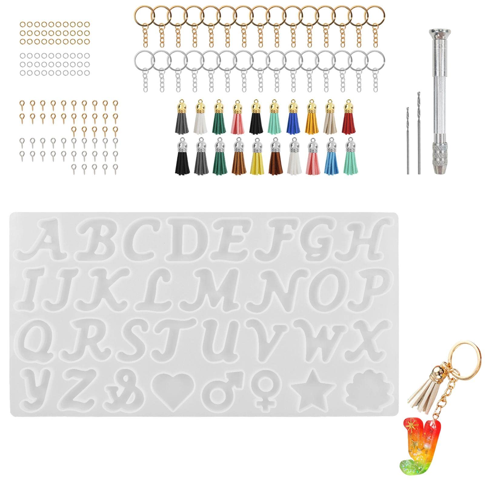 32-Slot Resin Charm Molds for Keychains & Jewelry Making - Epoxy Alphabet Letter Silicone Molds DIY Kit for Fashion Pendants, Gifts | Perfect for DIY Crafts, Home Decor, and Personalized Accessories