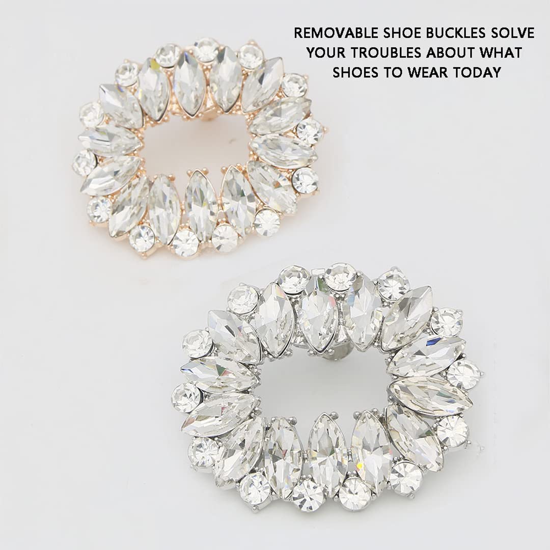 2 Pcs Square Rhinestone Shoe Buckles - Removable Metal Shoe Clips for Wedding, Party & Special Occasions - Elegant Shoe Decor for Flats, Sandals, High Heels & Pumps - Perfect for Bridal, Prom & Evening Events