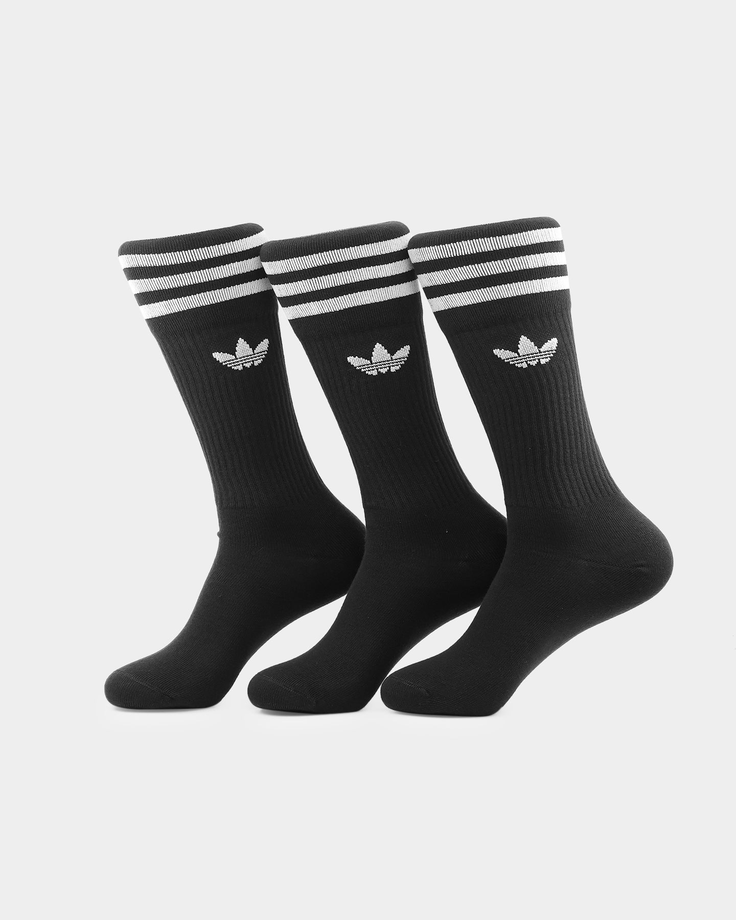 Adidas Solid Crew Socks 3-Pack (Black/White) - Comfortable Athletic Socks for Running, Gym & Everyday Wear