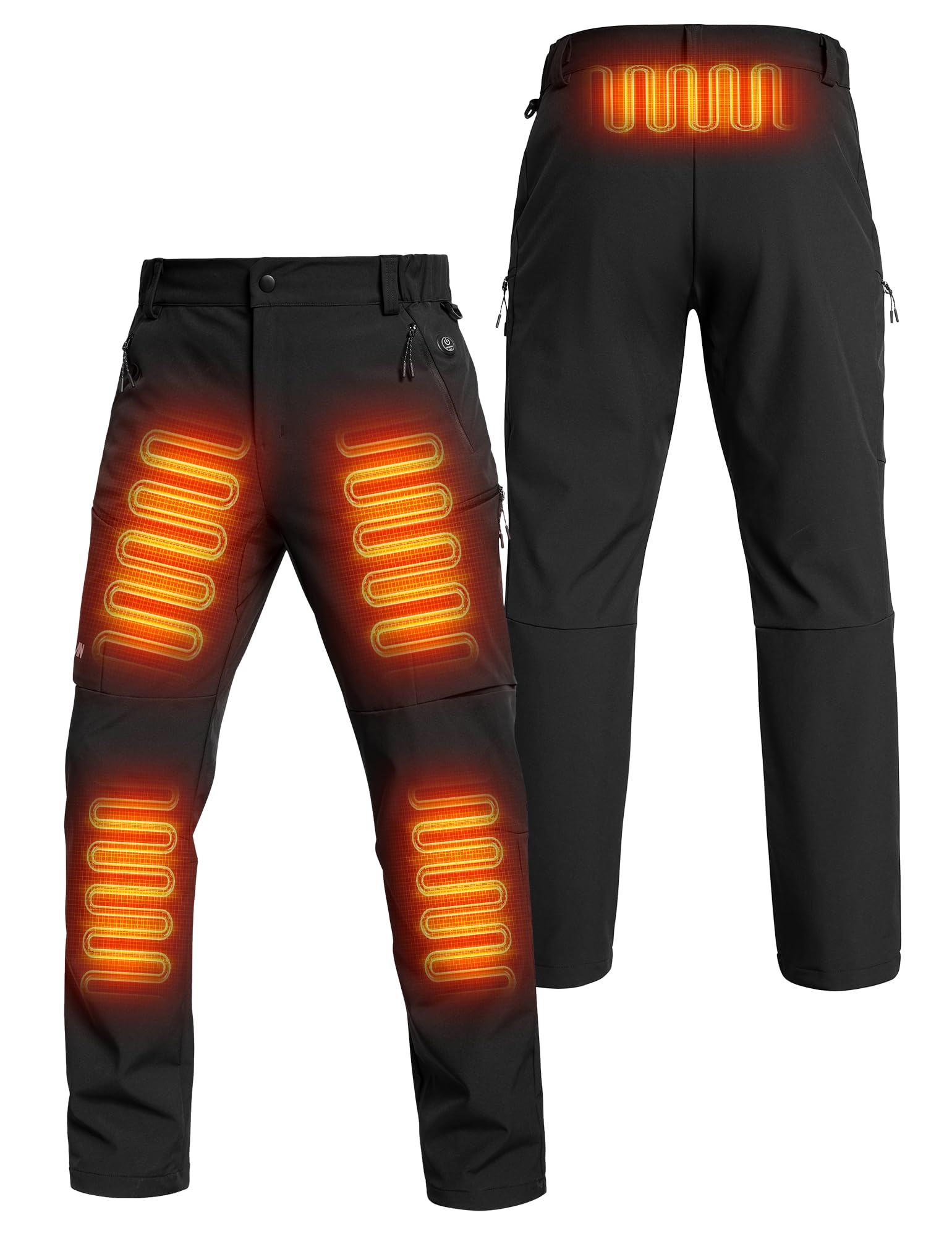 Heated Pants for Men - 12V/20000mAh Rechargeable Battery, 5-Zone Heating System, Softshell Winter Hiking Pants for Outdoor Activities, Skiing & Cold Weather Work