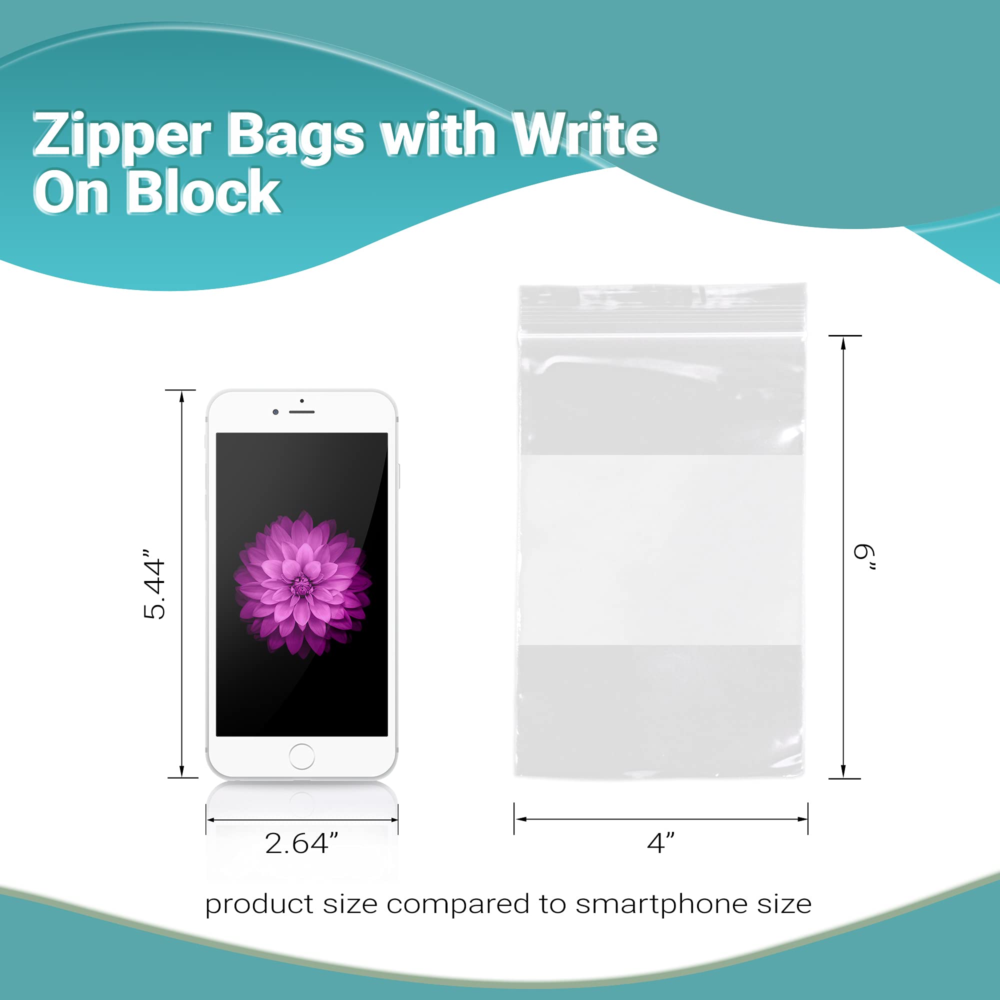 APQ 1000-Pack Heavy Duty 4x6 Zipper Bags with Write-On Block - 4 Mil Thickness White Resealable Storage Bags for Pills, Food, Industrial & Medical Use | Perfect for Pharmacy Organization, Snack Storage & Small Parts Packaging