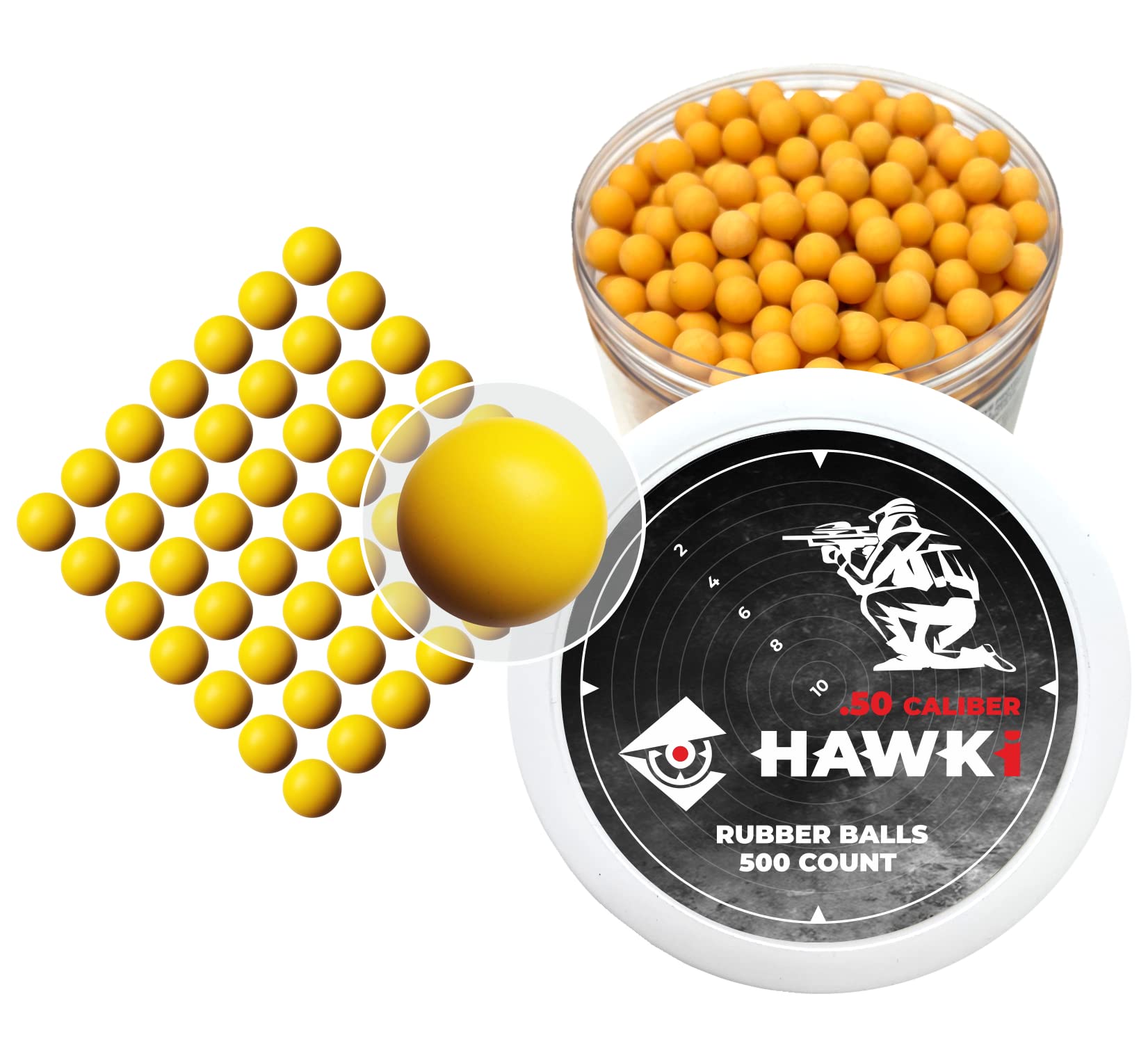 Hawki .50 & .43 Caliber Reusable Soft Rubber Training Balls - Less Lethal Ammo for Paintball Guns | Perfect for Target Practice, Force Training & Tactical Drills