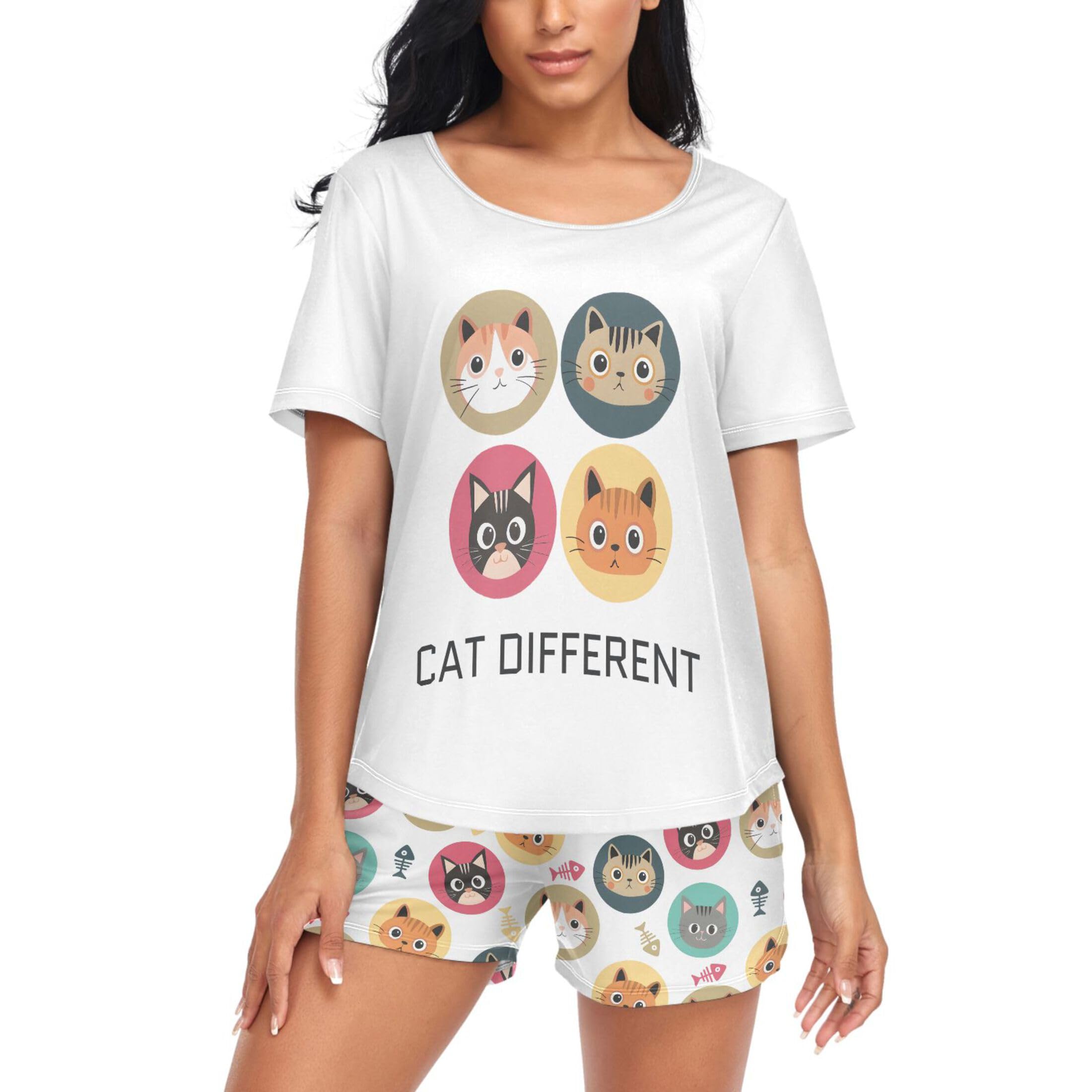 Women's 2-Piece Pajama Set - Soft Short Sleeve Sleepwear Top & Lounge Shorts (S-XXL) | Comfortable Sleepwear for Women, Cozy Nightwear & Loungewear for Home Relaxation