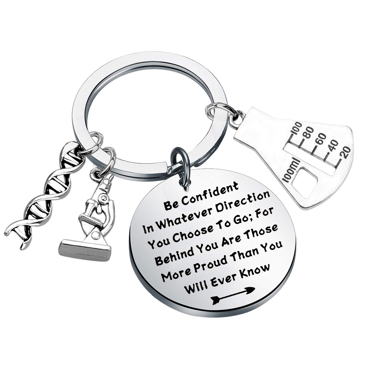 DNA Double Helix Charm Keychain - Science Microscope Pendant for Chemistry & Biology Lovers - Unique Graduation Gift for Students & Teachers - Perfect for Lab Coats, Backpacks & Keyrings
