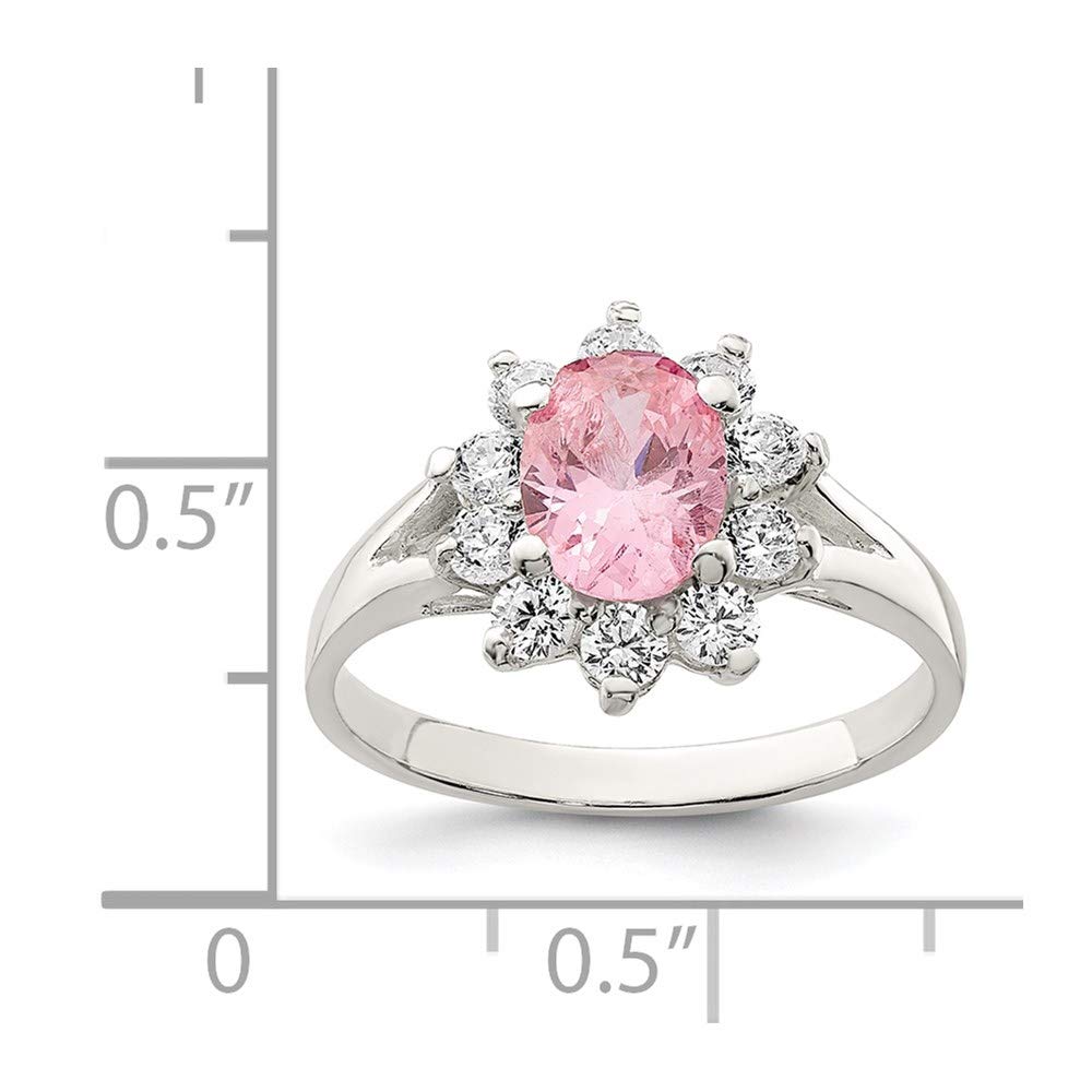 925 Sterling Silver Pink Oval Cubic Zirconia Cluster Ring for Women - Elegant Fine Jewelry Gift for Her, Perfect for Anniversaries, Birthdays & Special Occasions