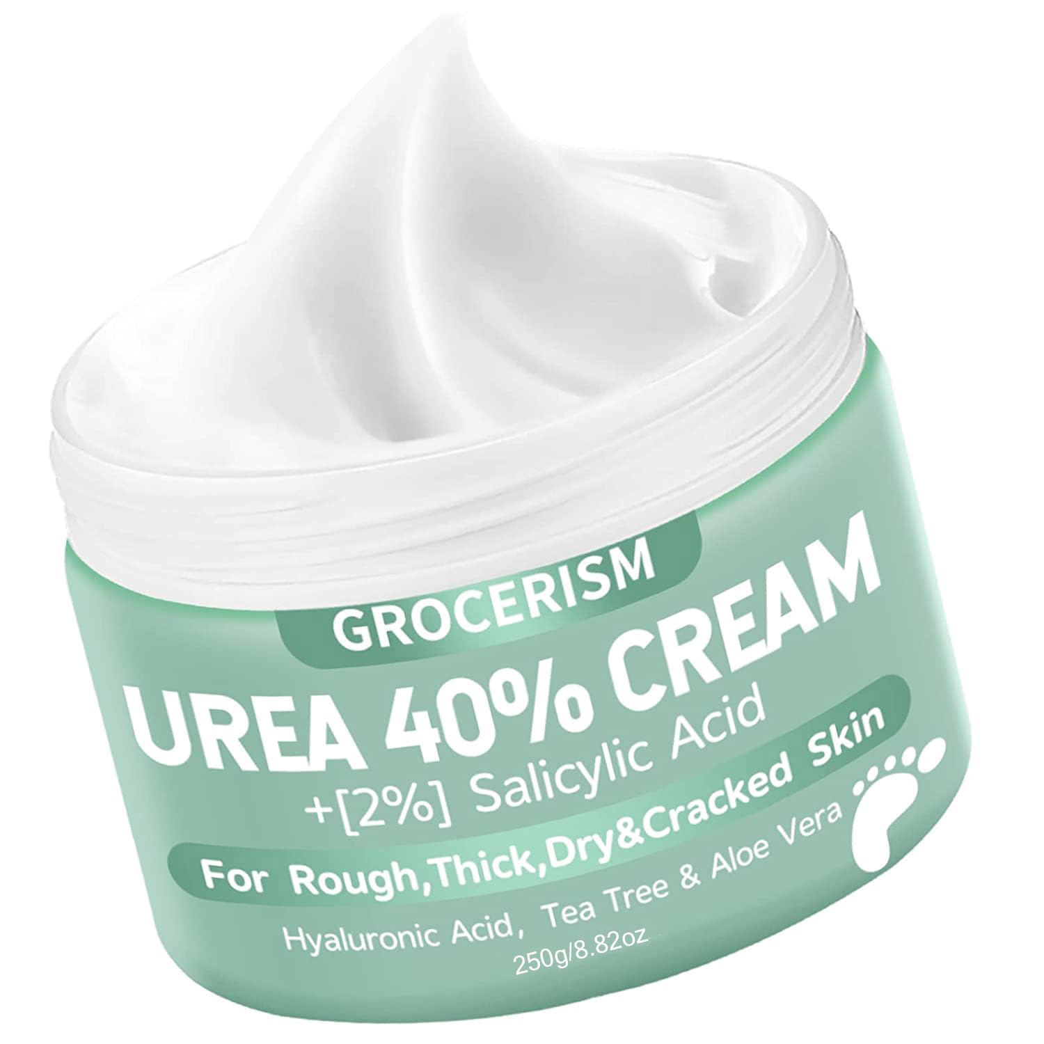 40% Urea Cream with 2% Salicylic Acid for Feet & Hands - 8.82 oz Maximum Strength Foot & Hand Moisturizer | Deep Hydration with Hyaluronic Acid, Tea Tree & Aloe Vera | Callus Remover & Skin Softener | Perfect for Dry, Cracked Heels & Rough Skin Care