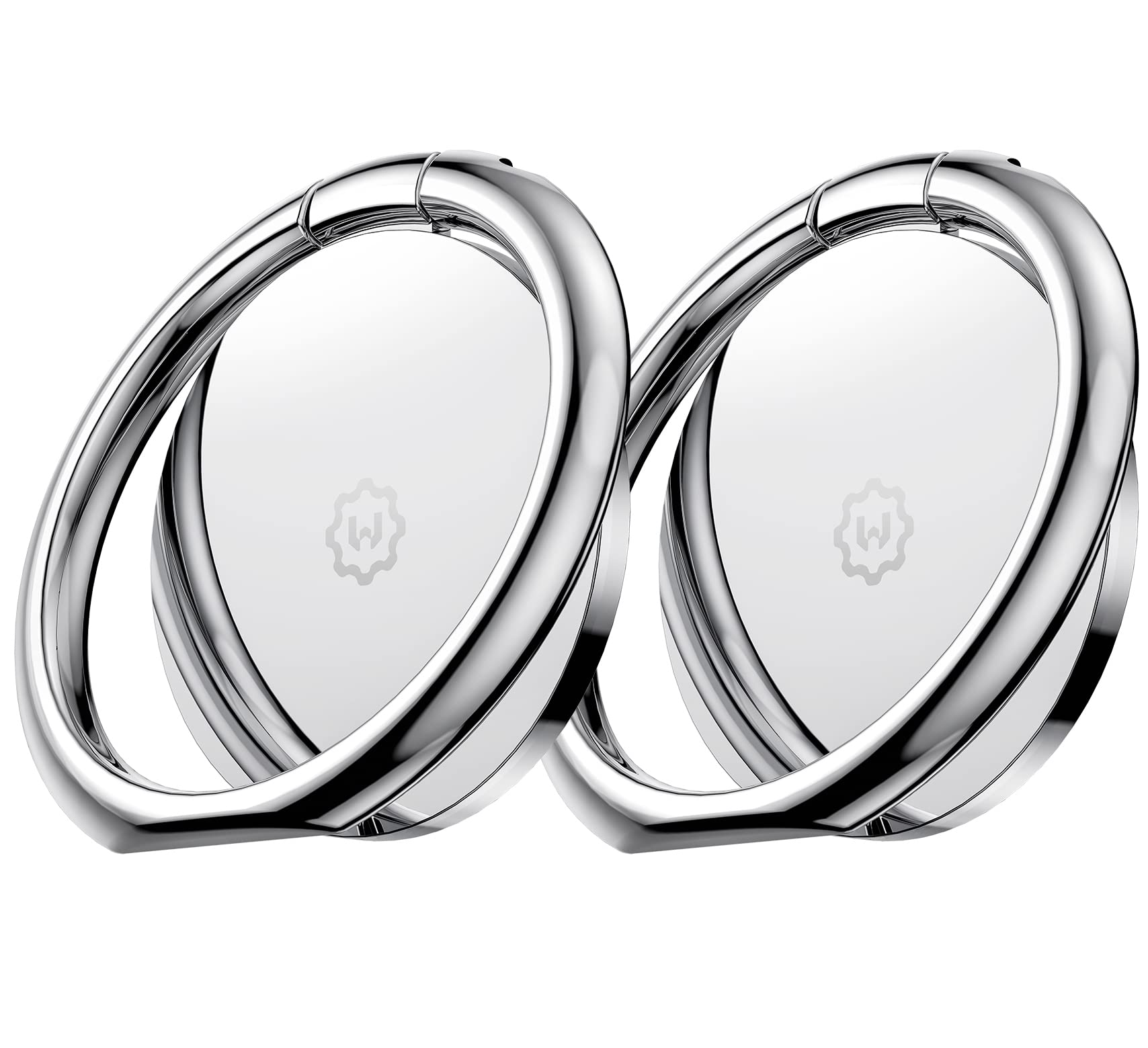 WixGear 2 Pack Universal Magnetic Phone Ring Holder with Kickstand - Silver, Compatible with All Phones, Perfect for Hands-Free Use, Car Mounts, and Everyday Convenience