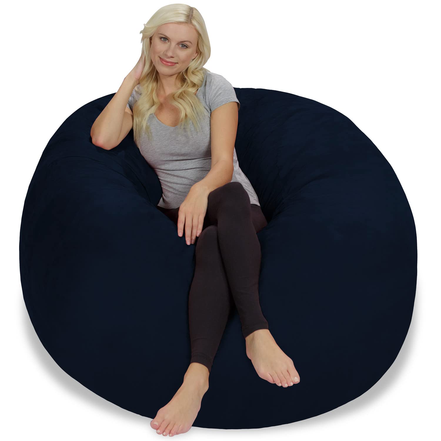 Chill Sack 5' Giant Memory Foam Bean Bag Chair - Ultra Soft Microfiber Cover - Midnight Blue - Perfect for Living Room, Game Room, Dorm & Relaxation