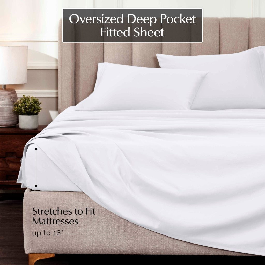 1000 Thread Count Egyptian Cotton Bed Sheet Set - Super Soft Luxury Sheets for Olympic Queen Size Bed - Perfect for Home, Hotel & Guest Room Comfort