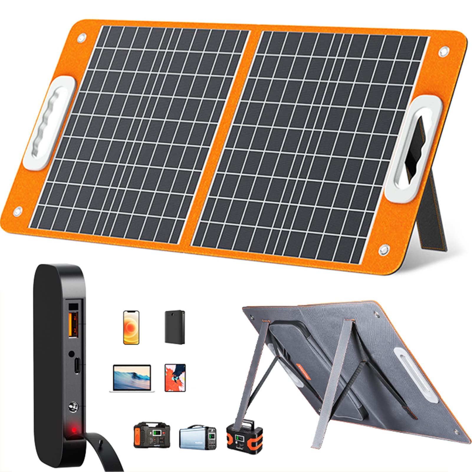 60W Foldable Monocrystalline Solar Panel with USB/18V DC/PD Port - Portable Solar Charger for Phones, Laptops, Power Stations | Ideal for Camping, Hiking & Emergency Power Backup