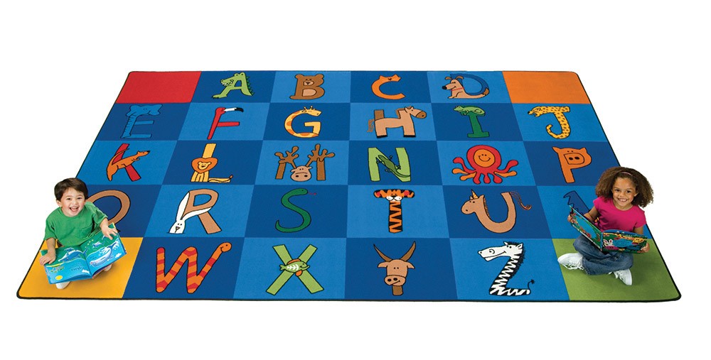 A to Z Animals Educational Rug for Kids - 8'4 x 13'4 Rectangle Playroom Carpet - Perfect for Nursery, Classroom & Learning Spaces