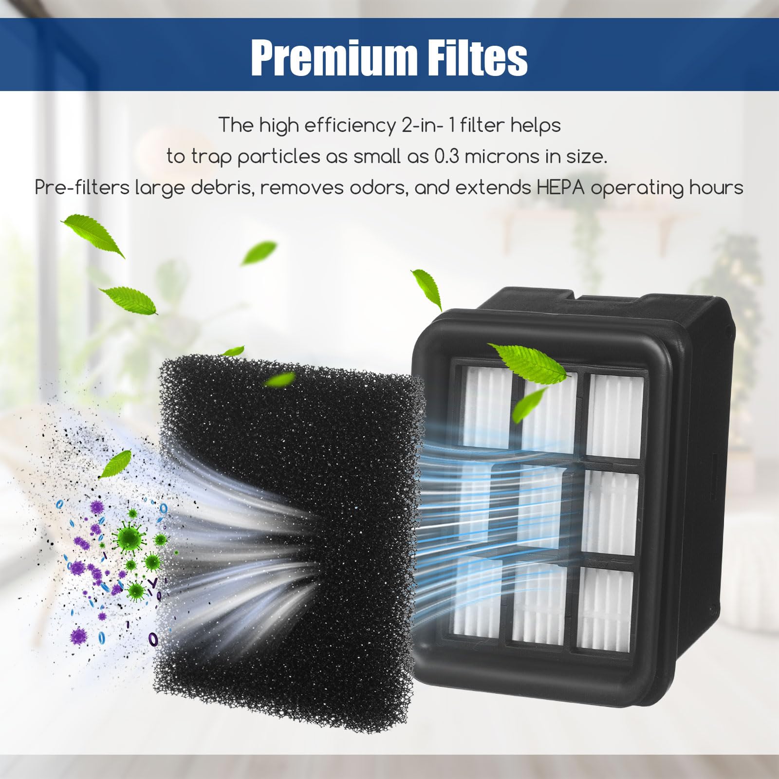 Bissell HF3 3649A Vacuum Replacement Parts - 2 Multi-Surface Brush Rollers & 2 HEPA Filters with Cleaning Brush - Compatible with Bissell HF3 Crosswave Vacuum Cleaner - Perfect for Hardwood Floors, Tile & Carpet Cleaning