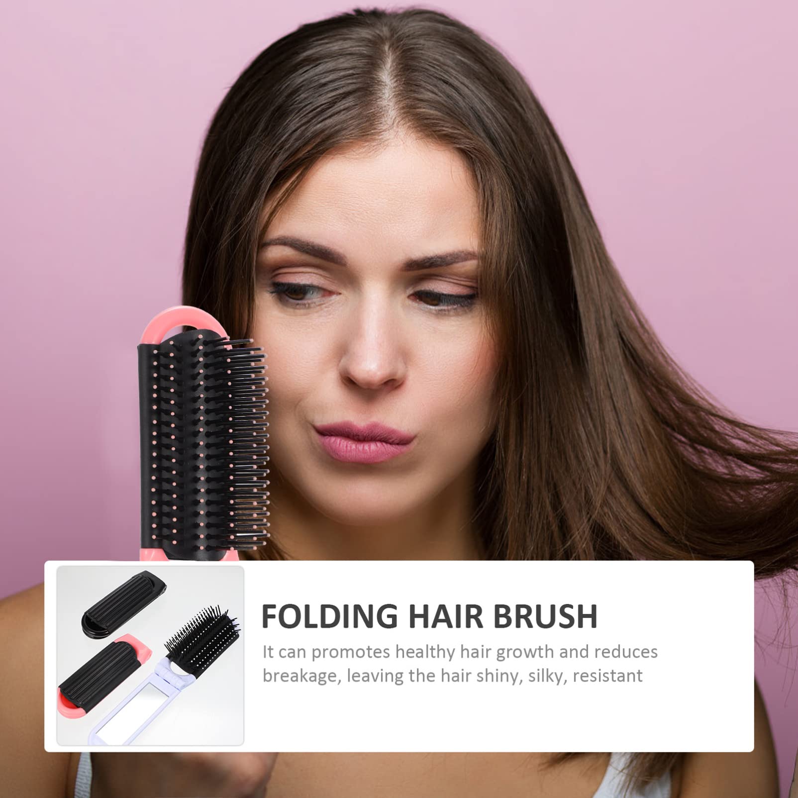 Men's Folding Hair Brush with Mirror - 6pcs Compact Travel Brush for Gym, Car & Purse