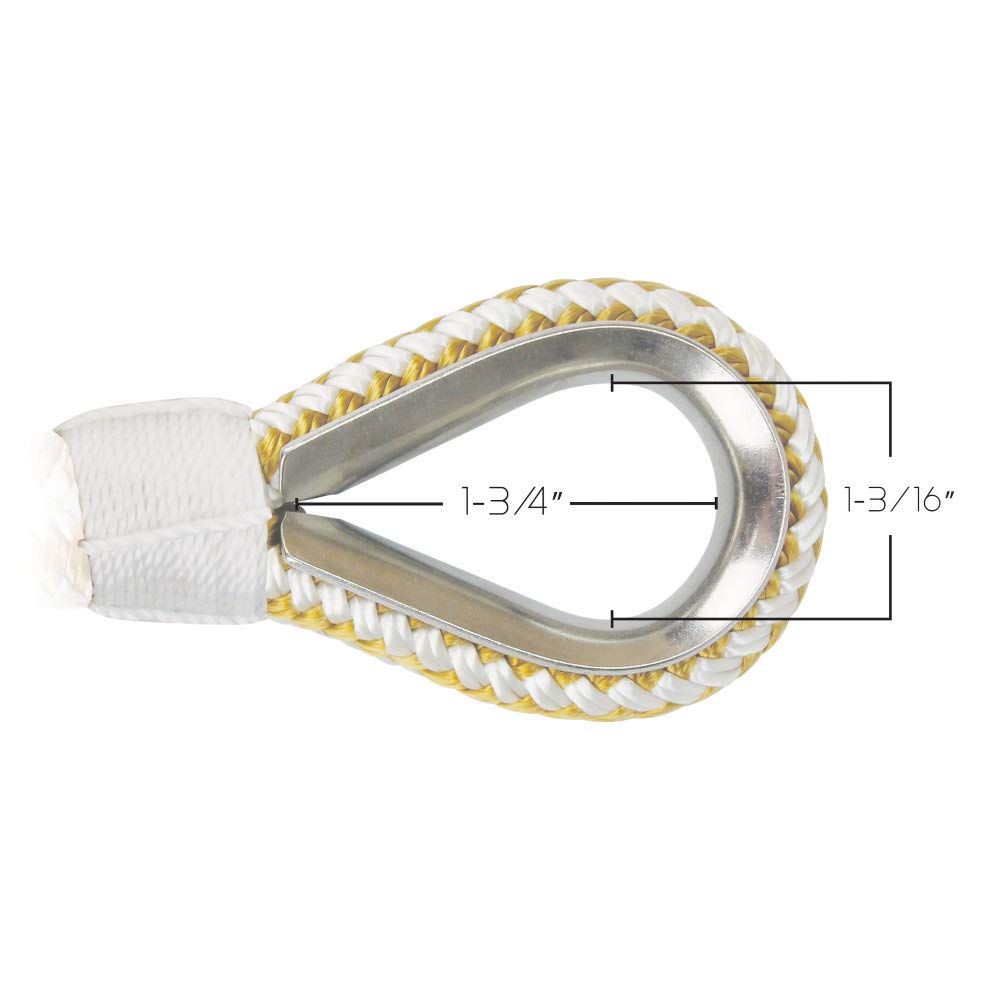 Extreme Max BoatTector Premium Double Braid Nylon Anchor Rope with Thimble - Heavy Duty Marine Mooring Line for Boats, Yachts & Watercraft - Saltwater & Freshwater Use