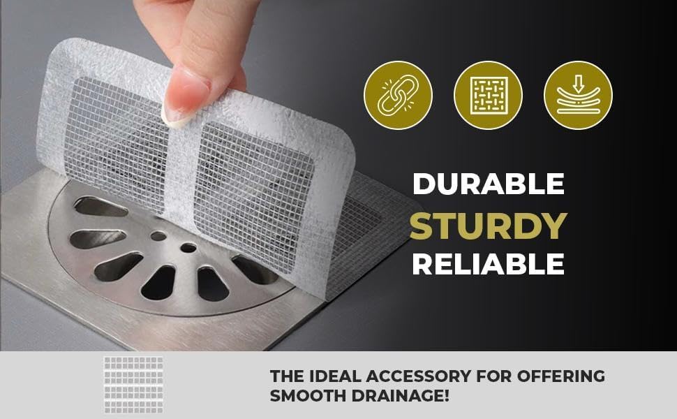 Barasti® 15-Pack Disposable Shower Drain Cover Hair Catcher - Mesh Sticker Strainer for Bathroom, Bathtub, Kitchen & Laundry Sink - Prevents Clogs & Protects Pipes - Perfect for Homes, Apartments & Hotels
