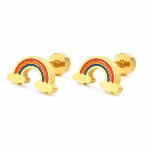 Gold rainbow earrings