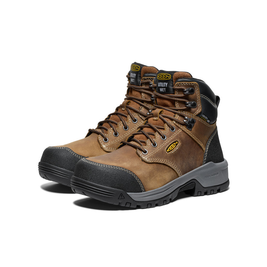 Women's Evanston 6 Waterproof Work Boots with Carbon Toe - Bison/Black - Slip Resistant Safety Shoes for Construction & Outdoor Work