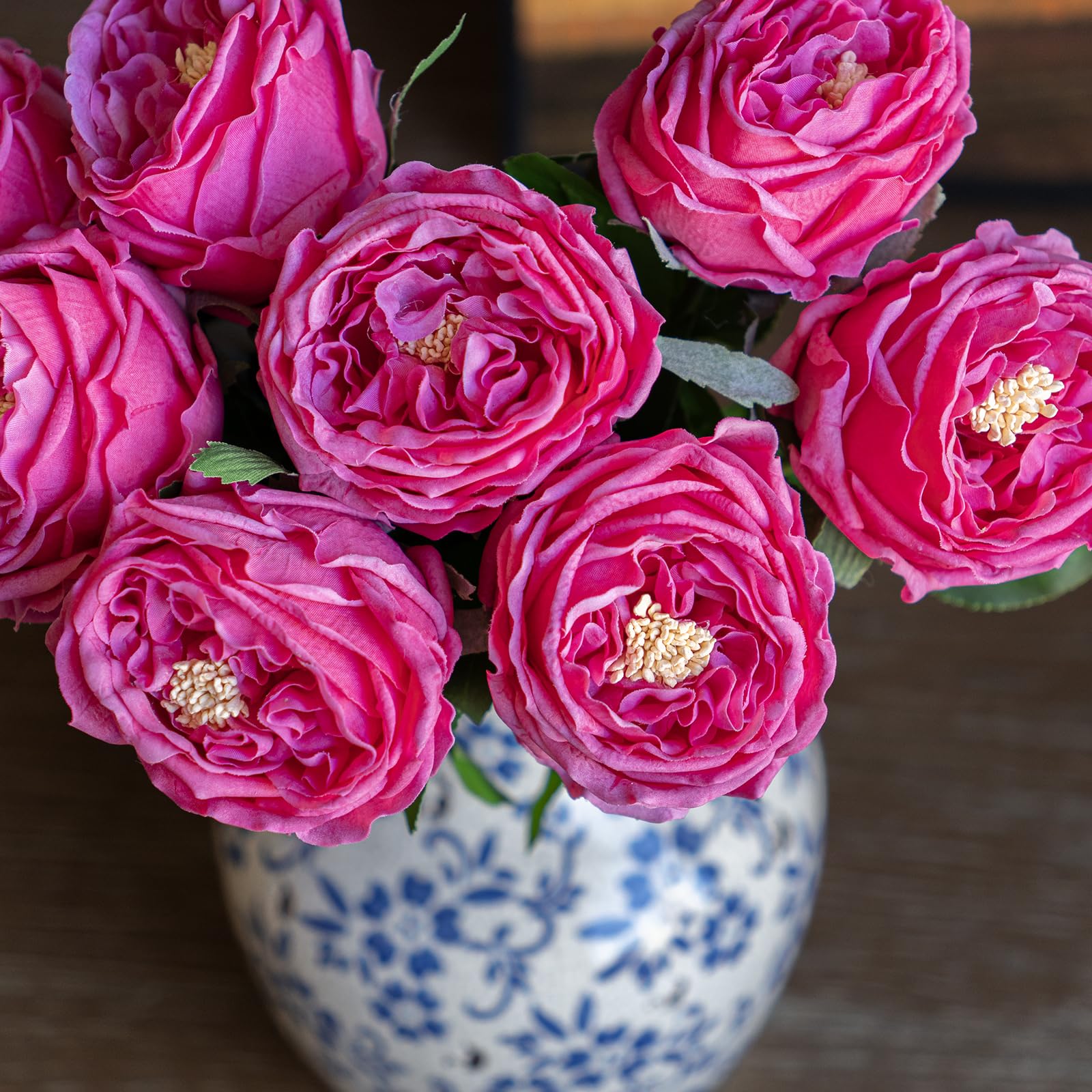 Real Touch Artificial Flowers - 4pcs Latex Fake Roses & Peonies for Home Decor, Living Room, Wedding, Party, Table Centerpiece (Vivid Pink, Rose Red) - Lifelike Fake Flowers for Decoration
