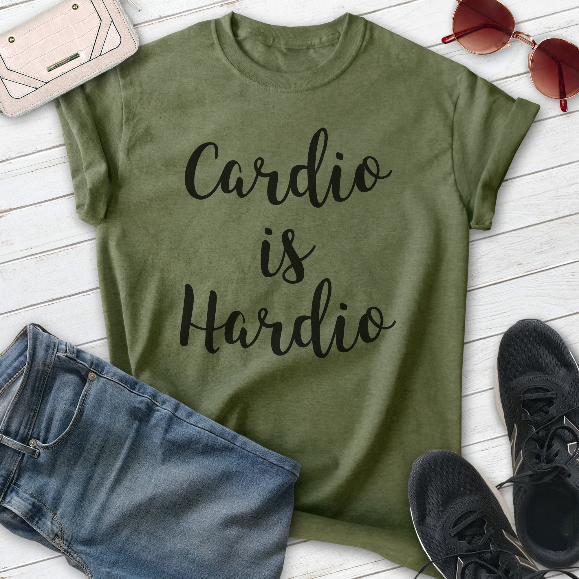 EVERTREE CLOTHING Cardio is Hardio Unisex Workout Shirt - Running, Jogging & Biking Exercise Tee for Men & Women - Perfect for Gym, Fitness Training & Outdoor Sports Activities