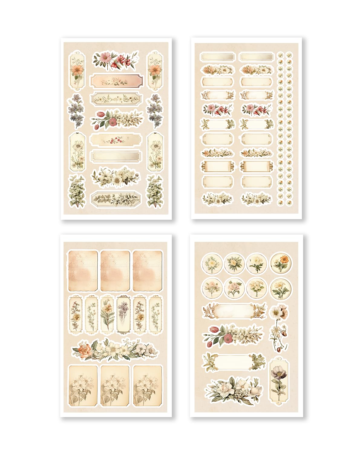 Premium Hand-Drawn Junk Journal Stickers - 24-Page Planner Sticker Book for Bullet Journals, Scrapbooks & Vision Boards - Aesthetic Scrapbooking Accessories for Creative Planning & Memory Keeping