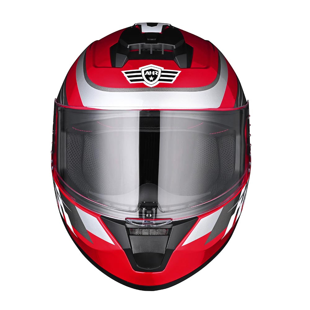 TheLAShop DOT Approved RUN F3 Full Face Motorcycle Helmet - Lightweight & Ventilated for Street Biking - Red (Ideal for Commuting, Racing & Urban Riding)