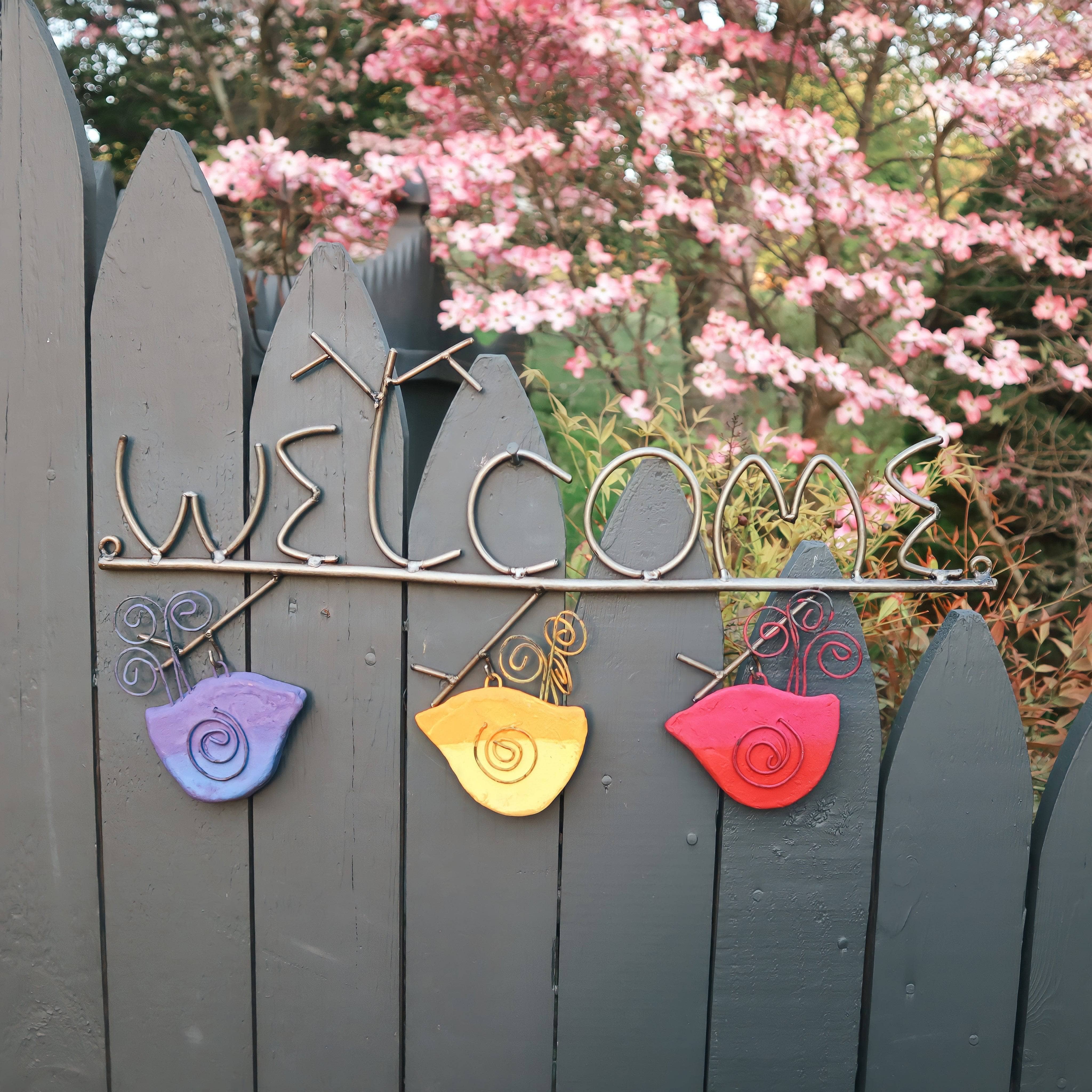 Swirly Bird Welcome Sign - Handmade Wooden Front Door Decor for Home & Garden - Perfect for Porch, Entryway, and Farmhouse Style Decor