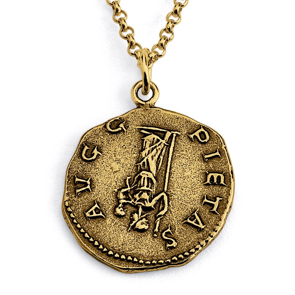 Gold Plated Silver Necklace - Roman Imperial Ancient Coin Charm Pendant Jewelry | Perfect Gift for Women | Vintage Style Necklace for Parties, Weddings & Special Occasions