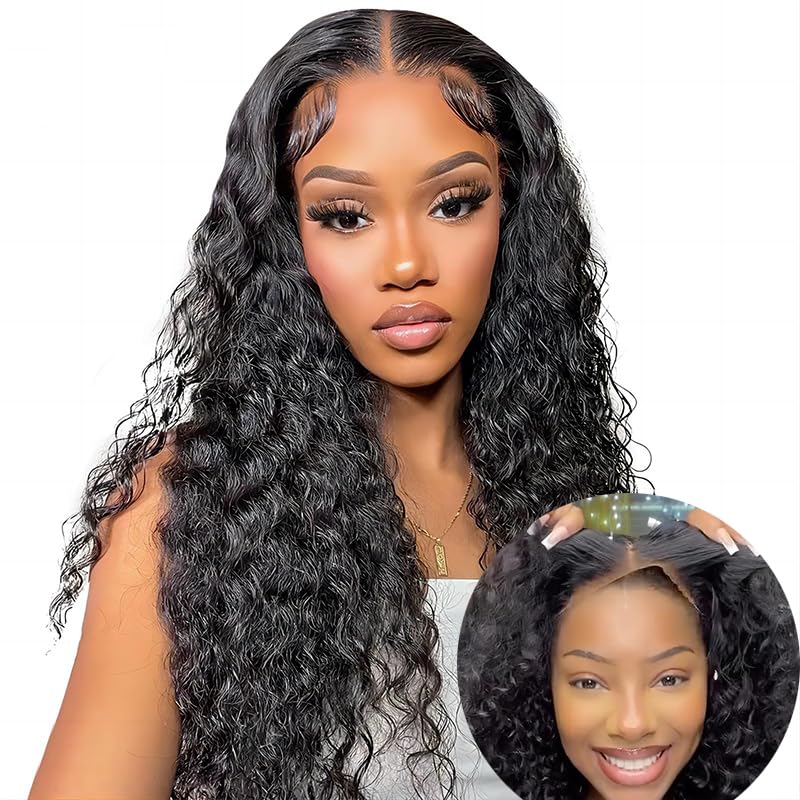 ISEE Glueless Human Hair Wig 20 Inch Deep Wave - No Glue 4x4 HD Lace Closure with Baby Hair for Black Women | Pre-Plucked & Beginner Friendly | Perfect for Daily Wear, Parties & Protective Styling