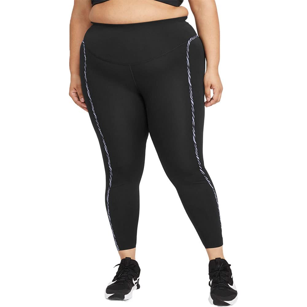 Nike Women's One Luxe Icon Clash Training Leggings - High Waist Yoga Pants for Gym, Running & Workout (Black/Purple Chalk, Small) - Perfect for Fitness, Pilates & Lounge Wear