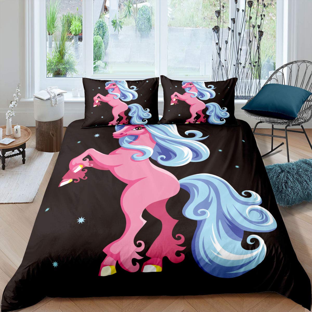**Unicorn Duvet Cover Set for Girls - 3 Piece Princess Horse Bedding with Soft Comforter, Full Size for Kids & Teens - Perfect for Bedrooms, Sleepovers & Nursery Decor**