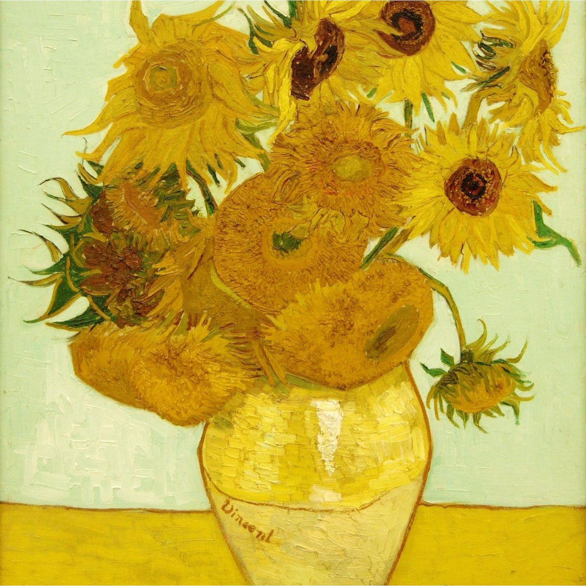 Vincent Van Gogh Sunflowers Square Sticker - 3x3 Inch Car Decal, Bumper Sticker, Waterproof & UV Resistant - Perfect for Cars, Laptops, Water Bottles & DIY Crafts