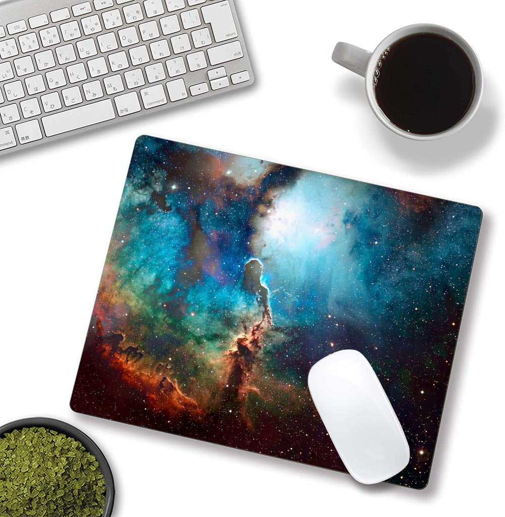 Blue Galaxy Space Gaming Mouse Pad - Non-Slip Rubber Base, Waterproof Square Mouse Mat for Office, Home, Laptop & Travel (9.5