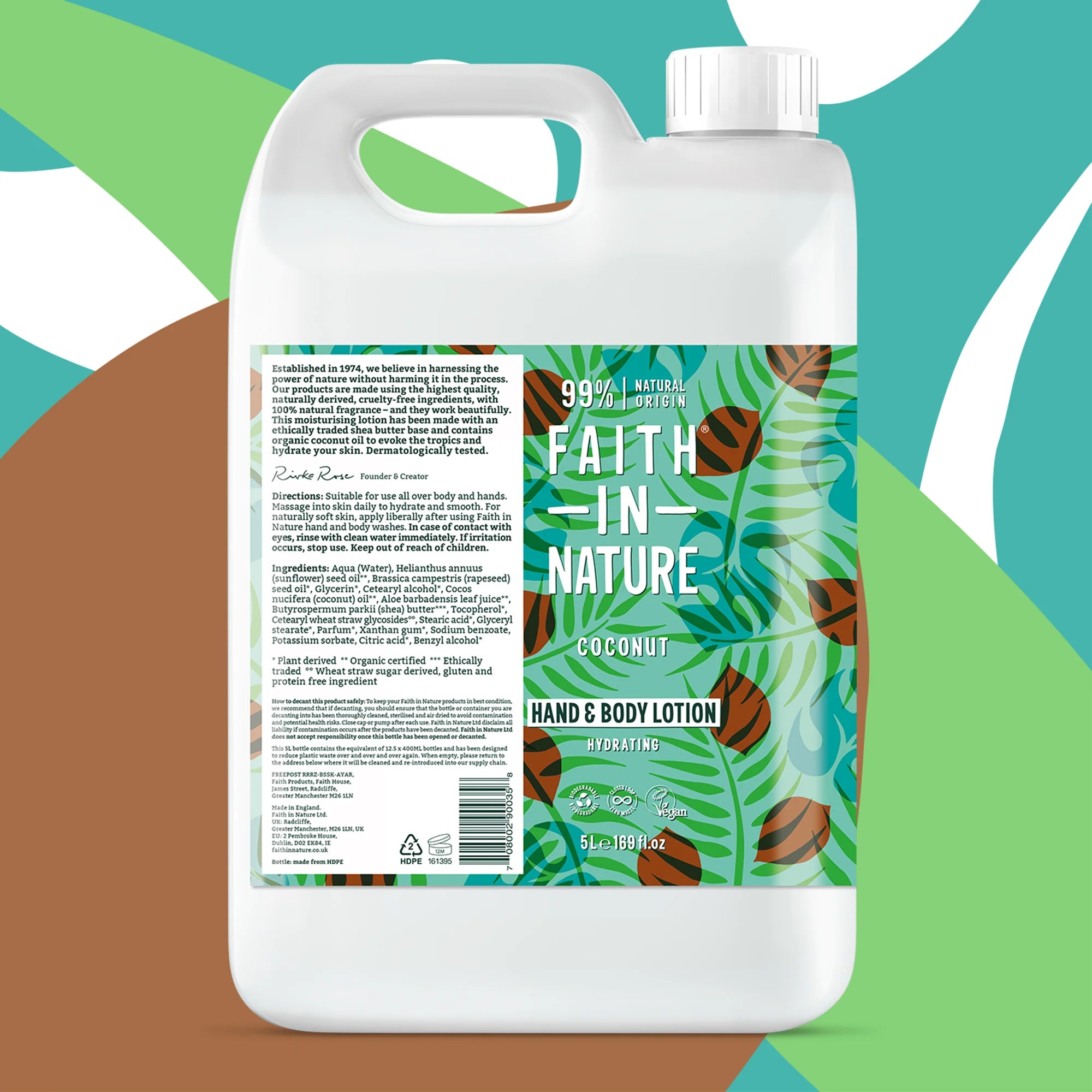 Faith In Nature Coconut Hand & Body Lotion Refill 5L - Hydrating & Nourishing Moisturizer for Dry Skin | Perfect for Home, Spa & Office Use