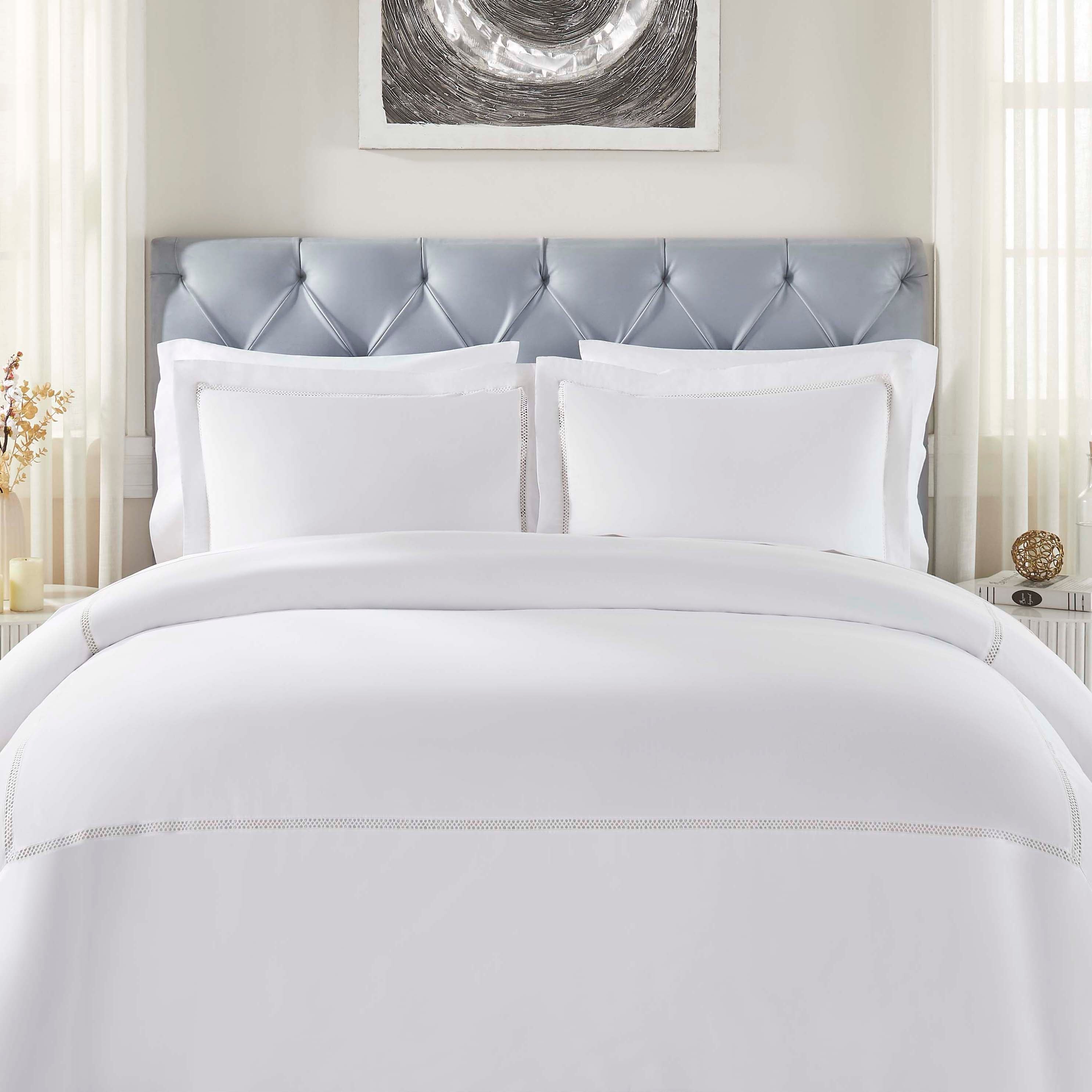Riverton 100% Cotton Embroidered Cross Stitch 3-Piece Duvet Cover Set - Queen Size Bedding for Cozy Bedroom Decor & Guest Room Essentials