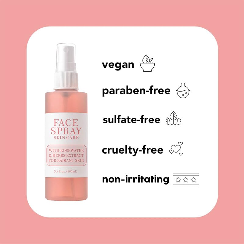 Rose & Mint Facial Moisturizing Spray Toner - Hydrating & Refreshing for Dry Skin - Perfect for Travel, Gym & Daily Skincare Routine
