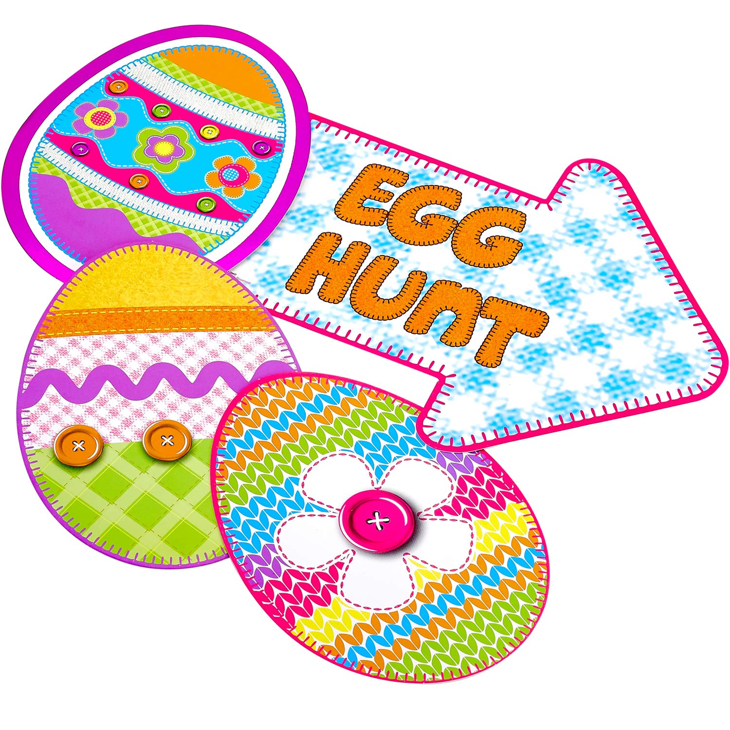 Kicko Easter Egg Hunt Cutout Decorations - 6 Piece Set (7 & 14 Inch) - Colorful Party Supplies for Kids, Classroom Decor, Easter Baskets & Holiday Celebrations - Perfect for Birthday Parties, Pinata Fillers & Spring Festivities