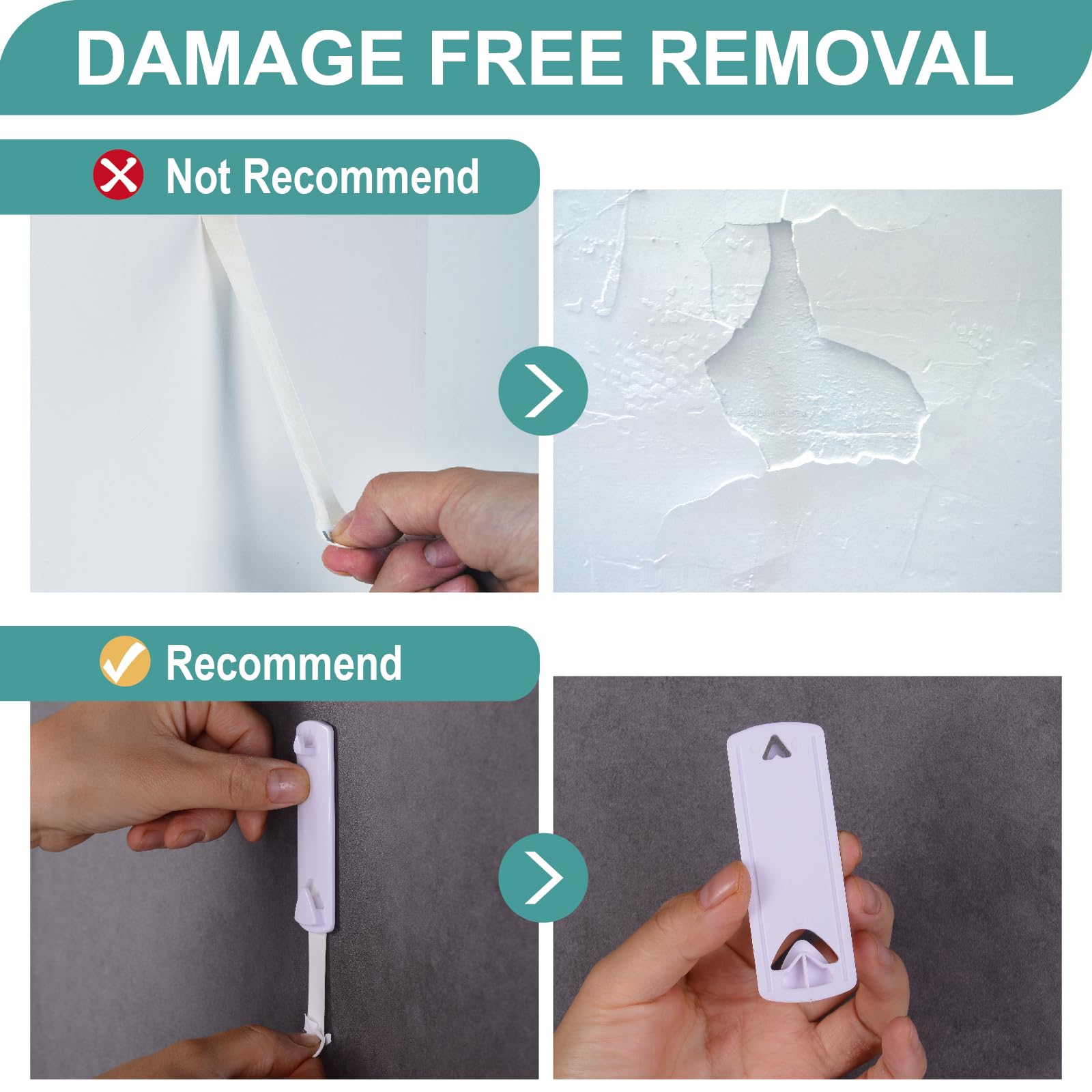 Heavy Duty Picture Hanging Hooks - No Nails Adhesive Strips (20 Pack) for Wall Decor
