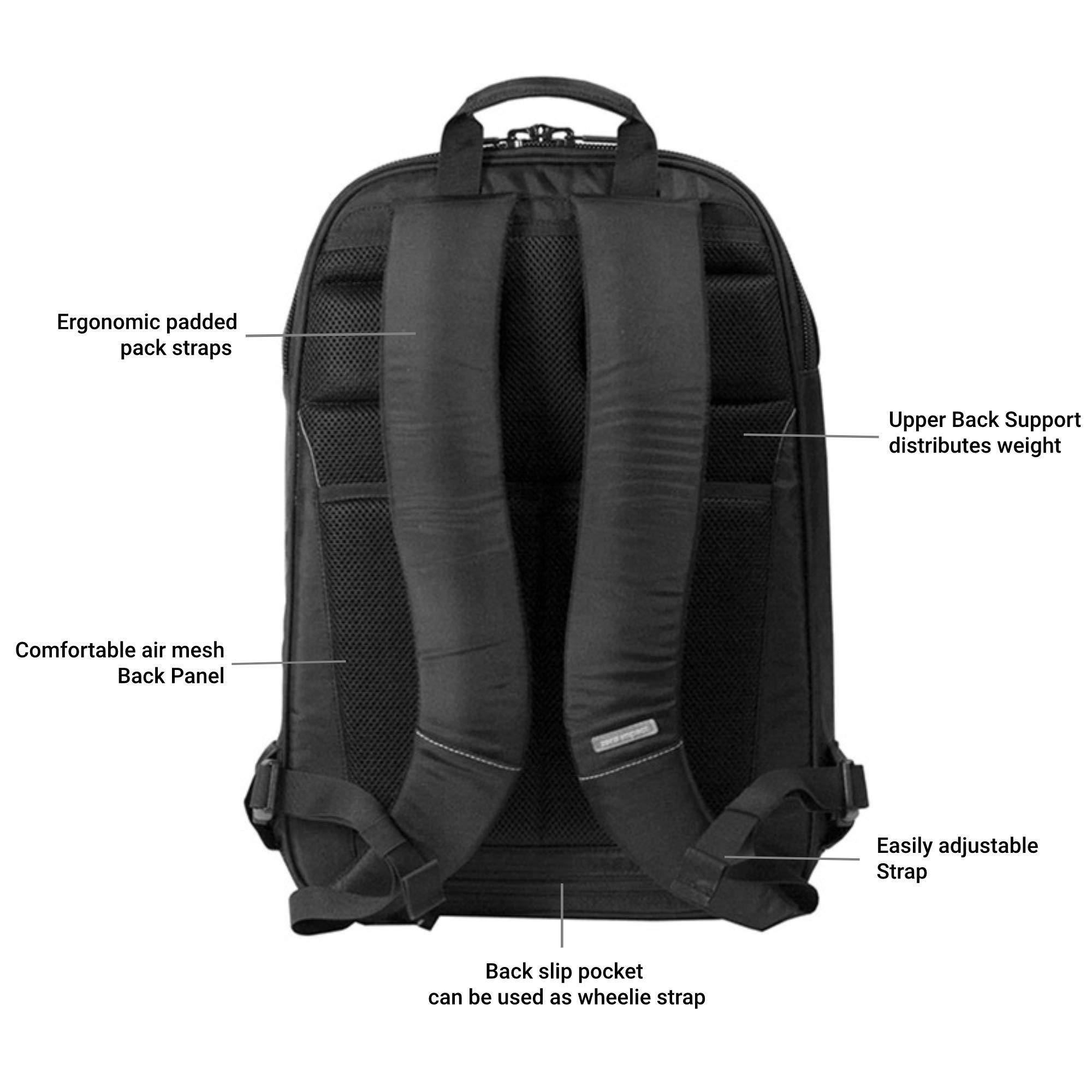 Brenthaven Metrolite Travel Backpack for 15.6 Inch Laptop - Durable Carry On Backpack with Impact Protection for Chromebook, Tablet, Business Travel & Airplane Use - Black
