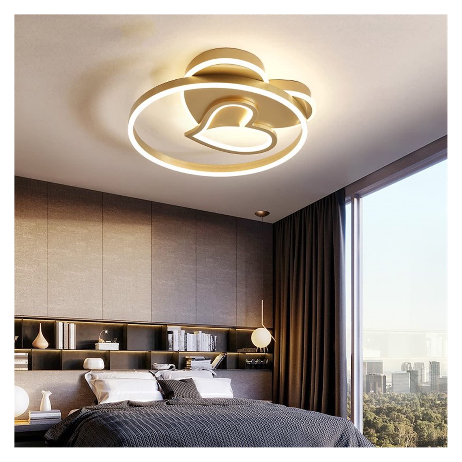 Modern LED Chandelier - Gold Aluminum Dimmable Ceiling Light Fixture for Kids Bedroom, Living Room & Kitchen | Cool White Light | No Remote | Elegant Home Lighting Solution for Dining Areas and Hallways