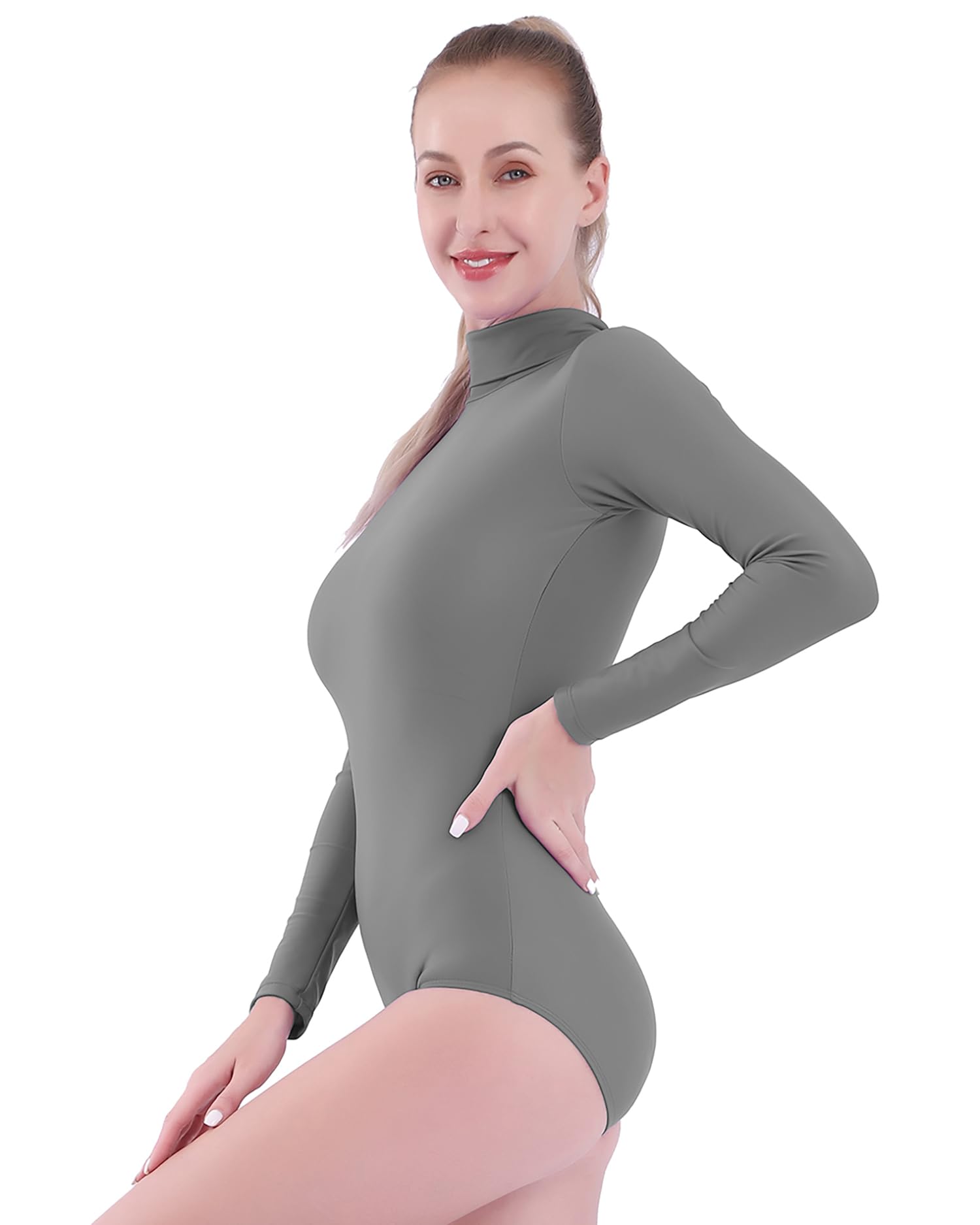 Women's Turtleneck Long Sleeve Ballet Leotard - Stretchy Dance Bodysuit for Adults - Perfect for Ballet, Yoga & Contemporary Dance Practice