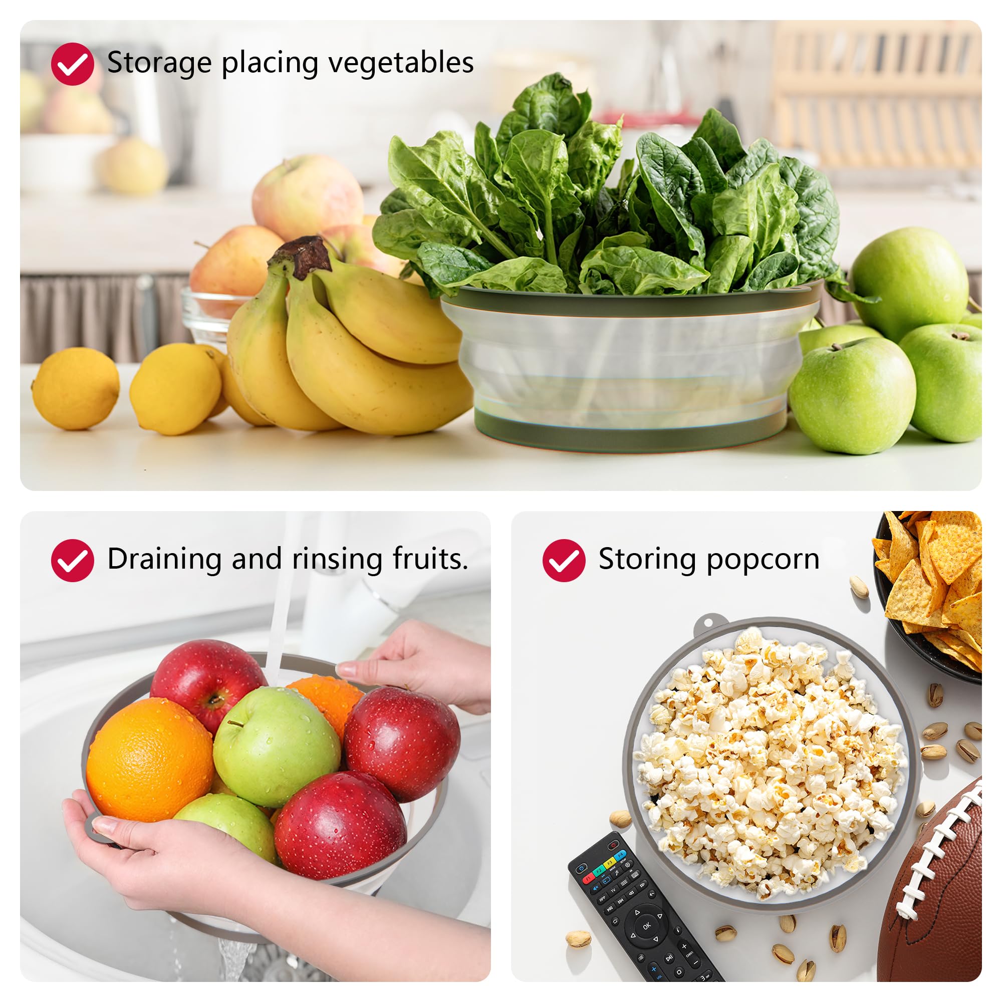 Vented Microwave Splatter Cover with Hook Hole - Splatter Guard & Colander Kitchen Gadget for Food Prep - Grey - Perfect for Cooking, Reheating & Meal Preparation