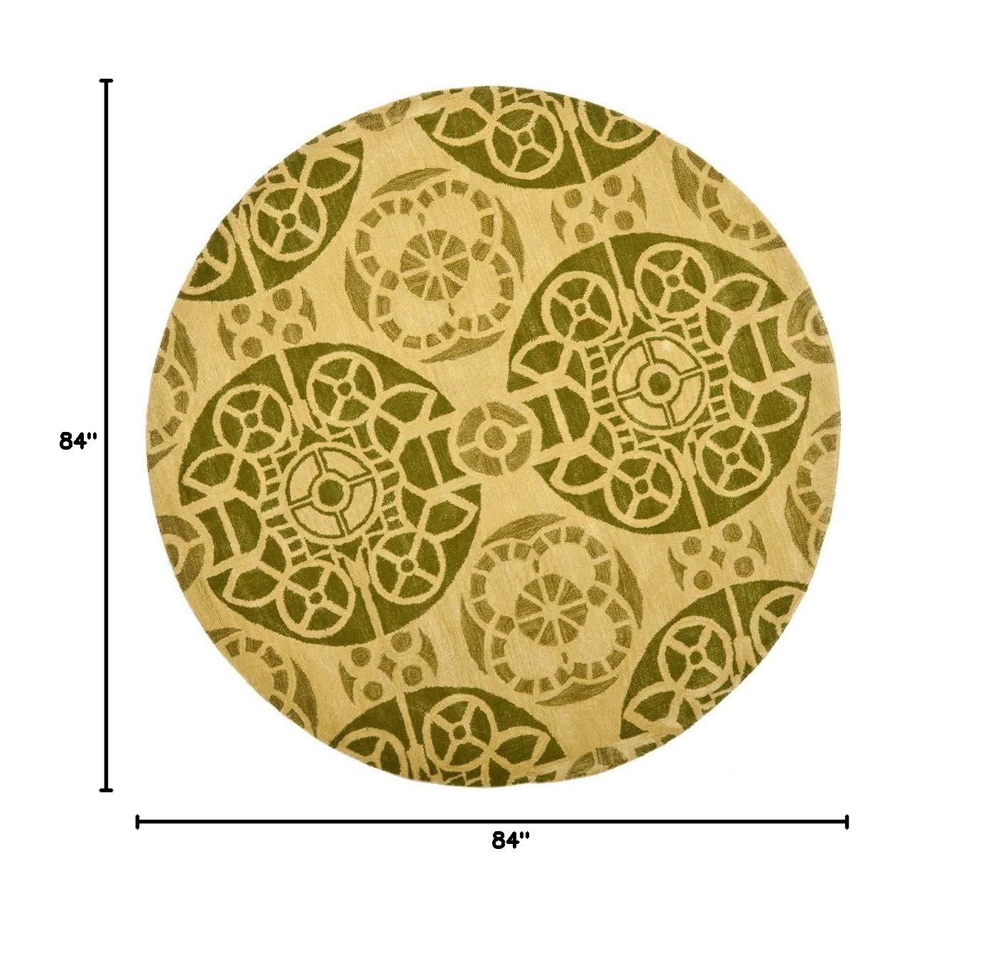 Safavieh Honey & Green Round Area Rug - Soft & Durable Handmade Carpet for Living Room, Bedroom & Dining Room Decor