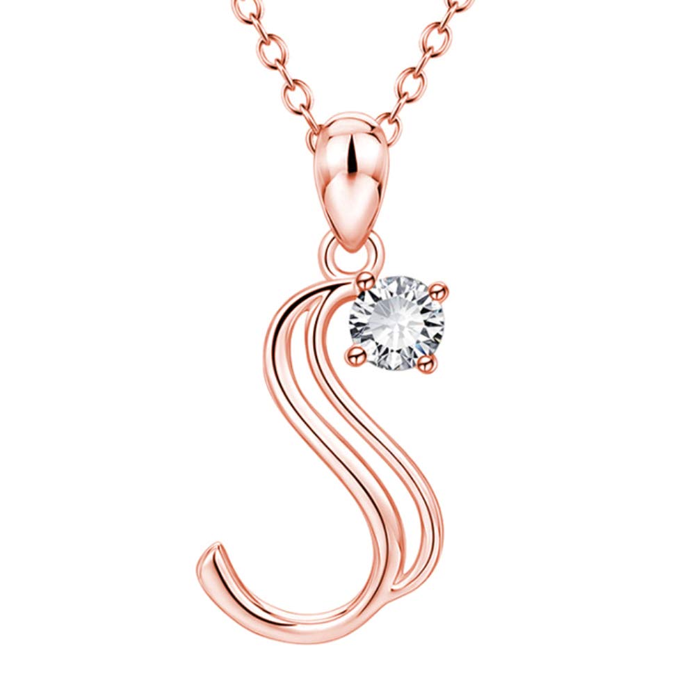 Valentine's Day Necklace for Women - Cubic Zirconia Letter Pendant Jewelry Gift with Chain - Perfect for Anniversaries, Birthdays & Romantic Occasions
