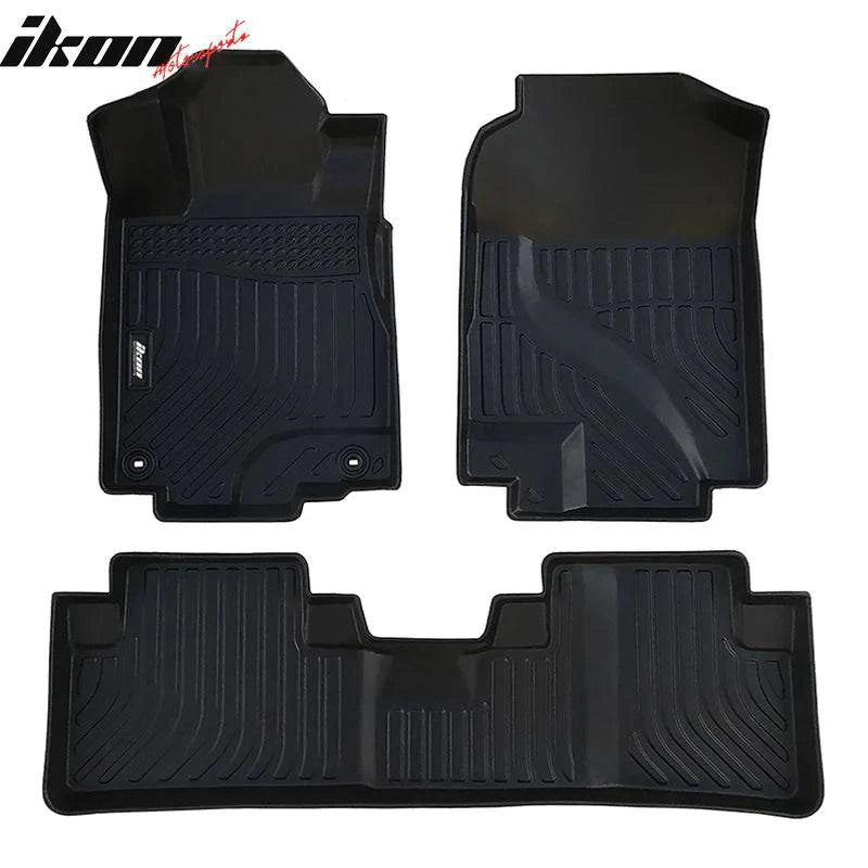 IKON 3D Molded All-Weather Floor Mats for 2012-2016 Honda CR-V - Custom Fit Front & Rear Seat Protection - Black TPE Thermo Plastic Elastomer Car Mats - Perfect for Daily Commutes, Road Trips & Off-Road Adventures