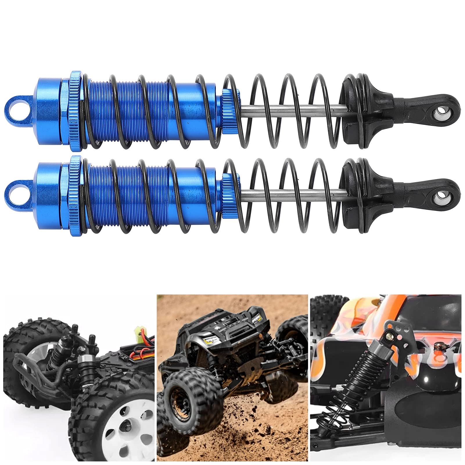 Adjustable Oil-Filled 1/8 RC Shock Absorber 140mm (2PCS) - Compatible with TRAXXAS Slash 2WD RC Car - Blue - Perfect for Off-Road Racing & RC Car Upgrades