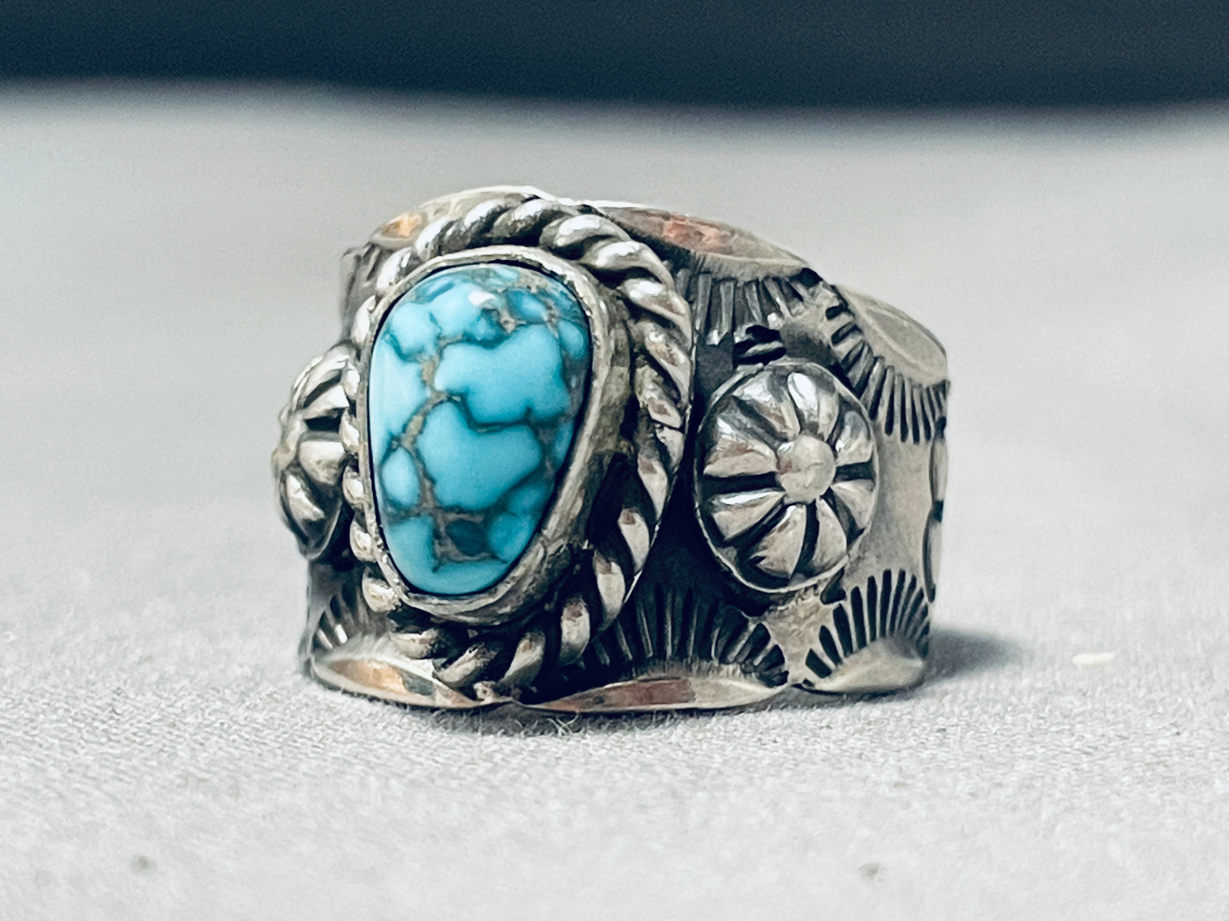 Authentic Navajo Sterling Silver Ring with Blue Turquoise - Handcrafted Native American Jewelry for Women - Perfect for Boho, Western & Everyday Wear
